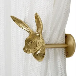 Custom Decorative Good Quality Brass animal face Antique Curtains Hold Back Curtain Wall Holdback Hooks