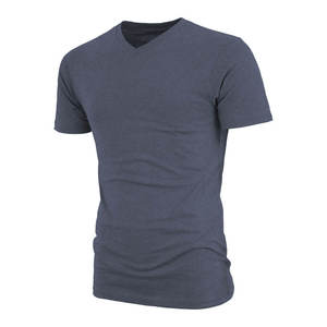 2025 vente chaude 180 grammes léger 100% coton respirant été couleur unie décontracté col en v t-shirts hommes - Product Image 6