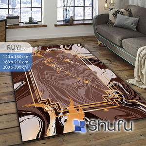 Tapis de salon modernes Shufu – Ensembles de tapis en flanelle antidérapants en thermoplastique à motif abstrait, poils moyens, entretien facile, lavables en machine - Product Image 1
