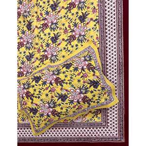 Hand Block Printed King Size 100% Cotton Double Bedsheet Pillow Cover Eco-Friendly Floral <b>Comforter</b> <b>Set</b> for Home 3 Pcs <b>Set</b> - Product Image 1