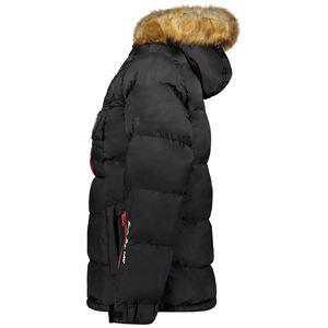 Chaqueta Parka con capucha de piel esencial de invierno para hombre, ropa de temporada fría Premium, chaqueta con puño elástico con cremallera de cuarto con parches personalizados - Product Image 5