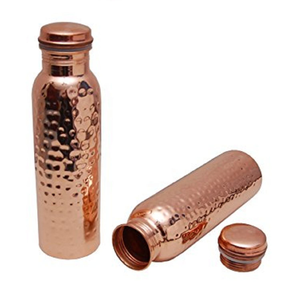 Botella de bebida de cobre martillado, tipo de presión, a prueba de fugas, uso ecológico para fiestas, artesanía Saniya beneficiada Ayurvédica pura 100% - Product Image 1