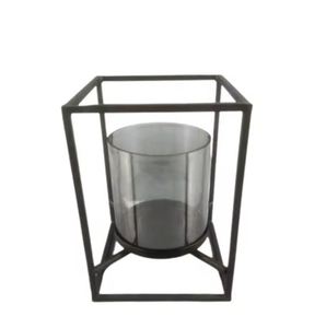 Portavelas decorativo para el hogar con textura de lámina de hierro y plata, diseño moderno, novedad - Product Image 2