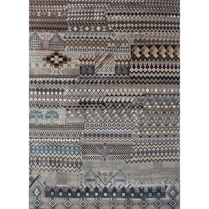 Tapis Manchaha Lev-785 bleu, noué à la main en laine et soie de bambou, épaisseur 10 mm, motif abstrait, pour la maison, le couloir, forme rectangulaire - Product Image 1