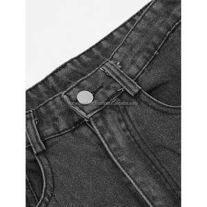 Pantalones holgados de mezclilla de pierna recta holgados de cintura ajustable High Street Trendy Plus Size Jeans para hombres Black Baggy Jeans - Product Image 4