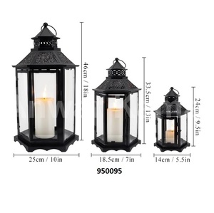 Multi Glass Hexagon Base Tealight Lantern Moroccan Style Hanging Lantern Metal Tabletop Lantern Decor <b>Candle</b> <b>Holders</b> <b>Outdoor</b> - Product Image 2