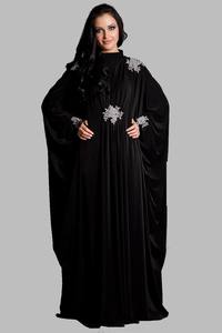 Abaya negra de lujo para mujeres musulmanas en Oriente Medio - Product Image 2