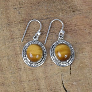 925 argent Sterling Style bohème oeil de tigre pierres précieuses boucles d'oreilles goutte élégant balancent conception bijoux de mariage cadeau pour les femmes - Product Image 1