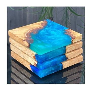 Sous-verre rond artisanal en résine époxy et bois de manguier de qualité supérieure, écologique, fabriqué en Inde par Saniya Handicraft - Product Image 4