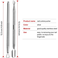 AMETRINE SURGICAL Conjunto de Manicure de 2 Peças em Aço Inoxidável de Alta Qualidade com Limpador de Cutículas de Dupla Ponta e Empurrador Reutilizável em Caixa