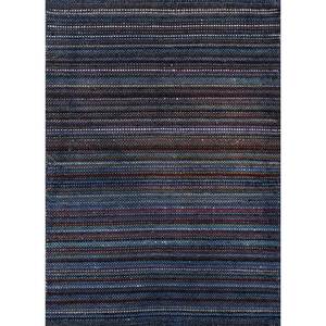 Alfombra Abrash Clásica Azul de Lana con Tejido Plano, Diseño de Diamantes a Rayas, Rectangular, para Pasillo, Sala de Estar, Dormitorio, Viscosa ADWL-13100 - Product Image 1