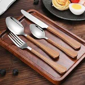 Juego de 4 cubiertos de acero inoxidable, manijas marrones de lujo, acabado dorado, perfecto para mesa de comedor, utensilios de cocina, uso diario en India - Product Image 6
