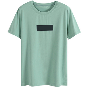 Camiseta de algodón transpirable para mujer, cuello redondo, informal, manga corta, ajuste relajado, cómoda, suave, esencial para verano - Product Image 1