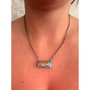 Collar de Barra de Plata de Ley y Turquesa Mohave Johnny Dixon para Regalo - Product Image 2