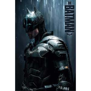 Affiche de Batman de Robert Pattinson, design Downpour sur toile pour décoration murale, cadre noir - Product Image 3