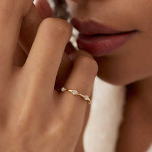 Nouvelle arrivée 14k or massif empilable Arte Déco diamant alliance ODM gros fournisseur de bijoux OEM éthique diamants bijoux - Product Image 5