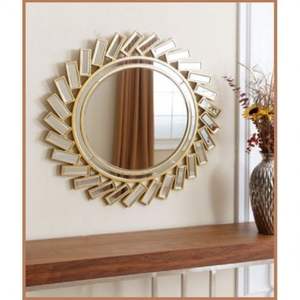 Espejo de pared moderno para el hogar, espejo de color dorado montado en la pared, de Metal y vidrio para habitación - Product Image 1