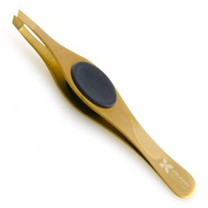 Pinzas para cejas KOUNAIN belleza profesional púrpura brillante punta inclinada acero inoxidable con agarre de silicona negra acabado Plasma - Product Image 5