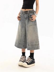 Pantalones Cargo de satén de cintura alta Vintage para mujer, pantalones de verano a la moda, cierre de cintura elástica, cremallera, bolsillos delanteros planos - Product Image 3