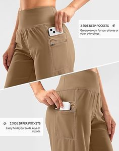 Bermuda taille haute pour femme Short d'entraînement athlétique longueur genou 9 ''avec poches zippées Parfait pour le yoga et la course à pied - Product Image 5