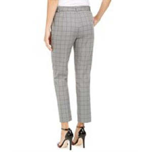 Pantaloni a sigaretta Calvin Klein da donna con stampa windowpane, cintura, vita alta, antipiega, traspiranti, stile ufficio, taglia XL - Grigio - Product Image 2