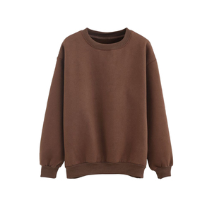 Sudadera de cuello redondo para mujer, talla grande, antiarrugas, estilo hombro caído, con logotipo personalizado, para otoño/invierno, forrada, venta al por mayor - Product Image 1