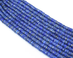 Perles de pierres précieuses en Lapis Lazuli faites à la main en forme de Heishi brins coupés à facettes pour les composants et les résultats de bijoux - Product Image 4