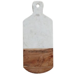 Vente chaude meilleure qualité marbre blanc et mangue en bois fait forme ovale bloc à découper fournitures pour couper les légumes et les fruits - Product Image 6