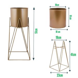 Pot de fleur en métal enduit de poudre d'or affichage de sol salon support de plante jardinière de sol pot de fleur avec support vente en gros - Product Image 5