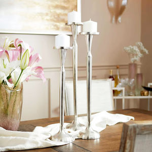 Accueil Hôtels et restaurants Décoration Bougeoir sur pied Supports de bougeoir nickelé en aluminium de qualité - Product Image 3