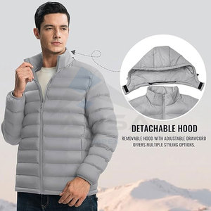 Veste matelassée à capuche pour hommes OEM Manteau d'hiver léger isolé à capuche détachable résistant à l'eau Poignets élastiques Ourlet réglable - Product Image 5