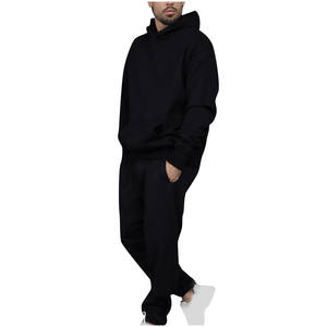High Quality Two Piece Hooded Tracksuit Men's Streetwear Casual Pullover Hoodie <b>Sets</b> Custom Logo 100% Cotton Breathable - Product Image 5