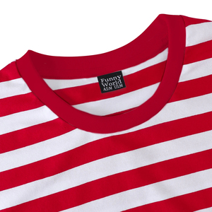 Camisa a rayas rojas y blancas para hombre, camiseta básica informal de manga corta de algodón, camiseta para adultos de Halloween, ropa diaria de moda de verano - Product Image 3