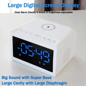 2023 chevet LED réveil numérique haut-parleur 10W chargeur sans fil Table de sommeil Bt haut-parleur avec TF Aux FM USB Snooze lumière - Product Image 2