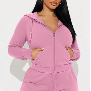 Ensemble de survêtement décontracté pour femmes, imprimé uni, séchage rapide, respirant, tenue assortie pour l'hiver, ensemble élégant - Product Image 1