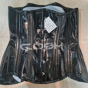 <b>Plus</b> <b>Size</b> Underbust Steel Boned Black <b>PVC</b> Clubwear Corsets Supplier - Product Image 4