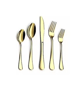 Wholesale Heavy Duty Handle Silverware Stainless Steel Cutlery <b>Knife</b> <b>Spoon</b> and <b>Fork</b> Flatware <b>Set</b> for Wedding Mirrored Steel - Product Image 1