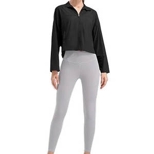 Chaquetas Deportivas de Secado Rápido Personalizadas de Buena Calidad con Cremallera para Correr, Entrenamiento, Ropa Deportiva para Mujer, Yoga, Manga Larga, Top de Gimnasio - Product Image 1