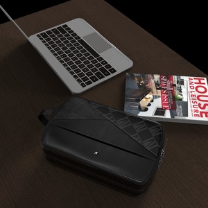 Levelo Signature Logo Poche <b>Pouch</b> Fashionable <b>Leather</b> Makeup/Toiletry Bag with Zipper Closure for Daily Use and Travel - Product Image 4