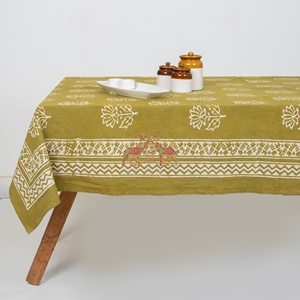 Nueva Colección de Manteles de Algodón Orgánico Hechos a Mano con Estampado Floral de Loto Dabu para Mesa de Comedor - Product Image 2