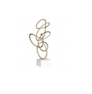 Sculpture décorative en métal de table de qualité supérieure avec des formes imbriquées créant une profondeur visuelle dans les maisons modernes - Product Image 1