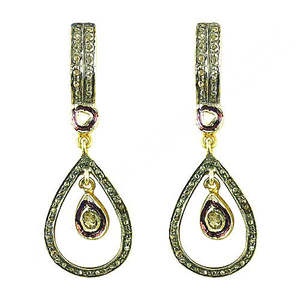 Pendientes Largos con Forma de Lágrima, Chapados en Oro de 18K, con Piedras Preciosas de Diamante, Estilo Vintage, Joyería para Mujer para Bodas - Product Image 1