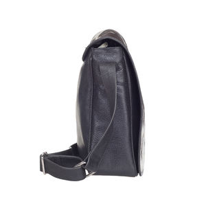 Sacoche de bureau en cuir de vachette à rabat, avec poignée, pour ordinateur portable, grande pochette en polyester avec fermeture éclair - Product Image 3