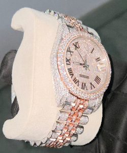 Montre de luxe pour homme à mouvement quartz, entièrement sertie de diamants Moissanite, chiffres romains, fonction date, style Hip Hop 7 mm, aiguilles - Product Image 3