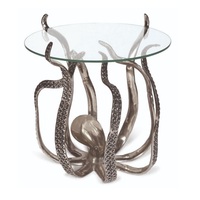 Table basse ronde en aluminium doré avec plateau en verre, design moderne, mobilier de salon de luxe, logo personnalisé, best-seller