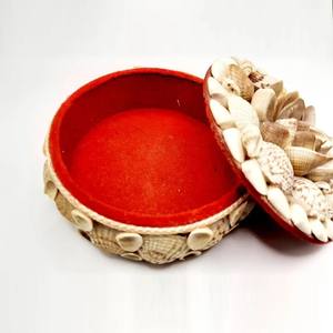 Caja Decorativa para Joyas, Anillos, Regalos o Recuerdos, con Conchas Marinas Naturales, Forma Redonda - Product Image 2