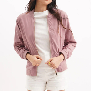Fournisseurs de vêtements OEM, veste bomber en coton uni pour femmes, veste bomber tendance pour femmes, prix abordable - Product Image 1