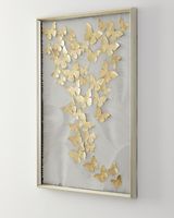 Ensemble de triptyque d'art mural en forme de papillon doré, cadre de boîte décorative 3D, sculpture de papillon en métal de luxe, décoration d'hôtel et de maison