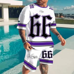 Ensemble de shorts et de t-shirts décontractés de qualité supérieure, respirants, élégants, imprimés en 3D, personnalisables, en polyester/coton, à séchage rapide pour hommes - Product Image 6