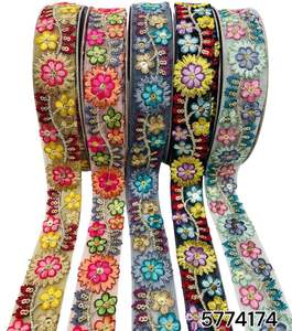 Bordado floral hecho a medida en cinco formas de color en diseños de flores para diversos fines en 1,25 pulgadas de ancho en colores brillantes - Product Image 6